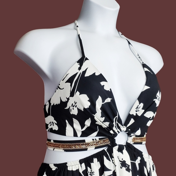 Fashion Nova Womens Ready For The Weekend Black White Maxi Dress Size L NWT - Picture 4 of 11